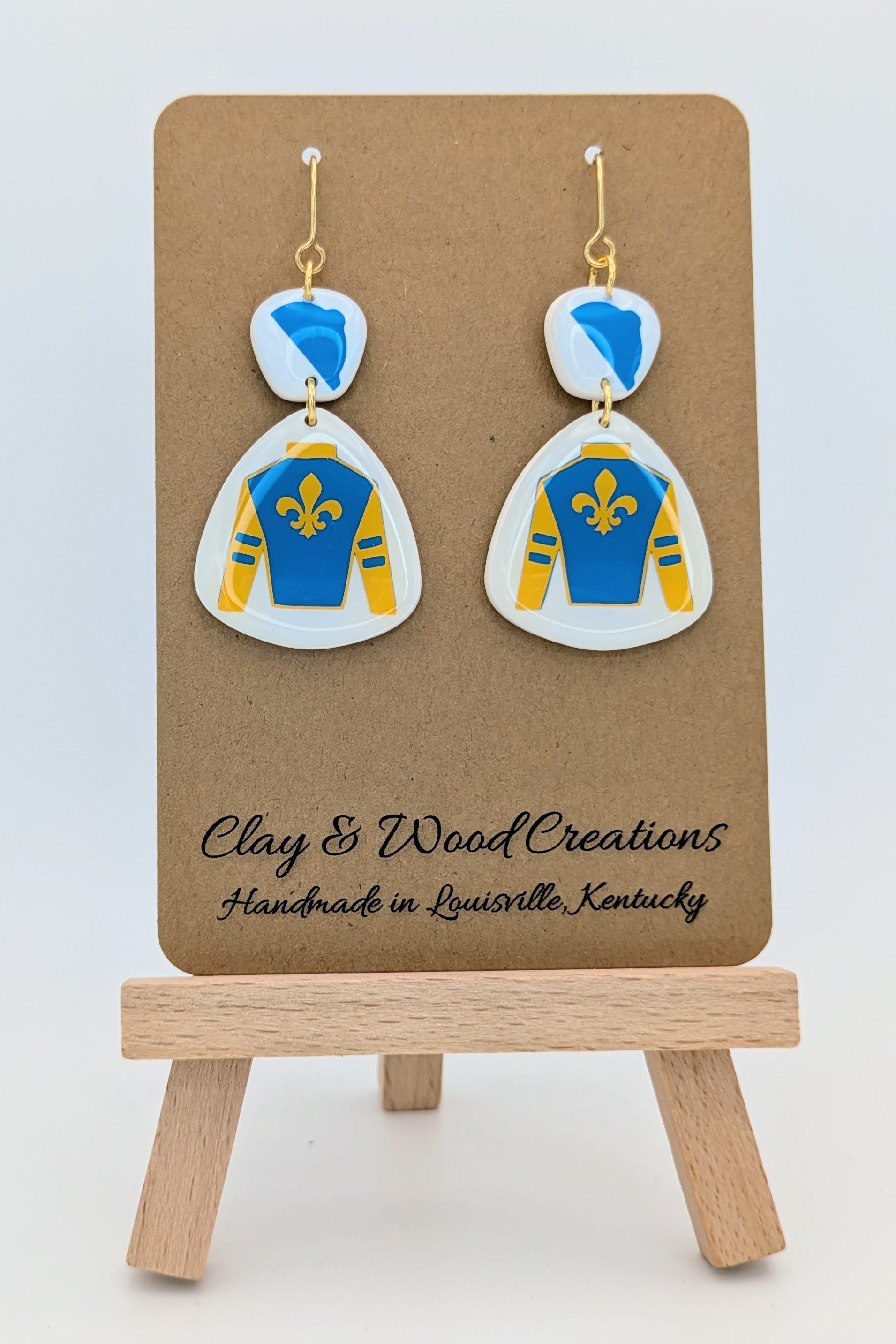 Kentucky Derby-Inspired Silks Dangle Earrings – Handmade with Jockey Hat Top 🎠🌸