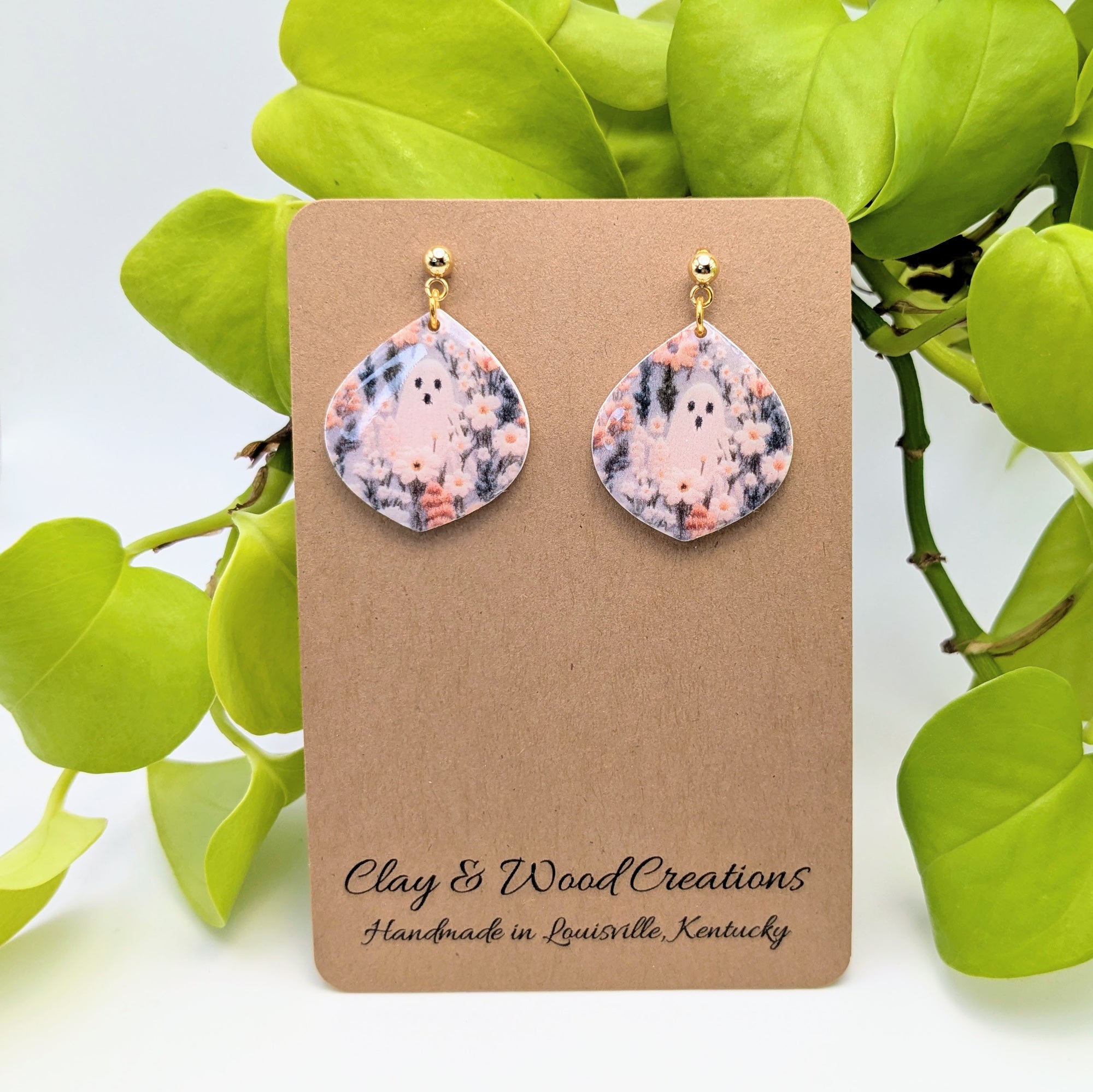 Playful Fall Ghost Dangle Earrings - Fun Festive! 👻🍂