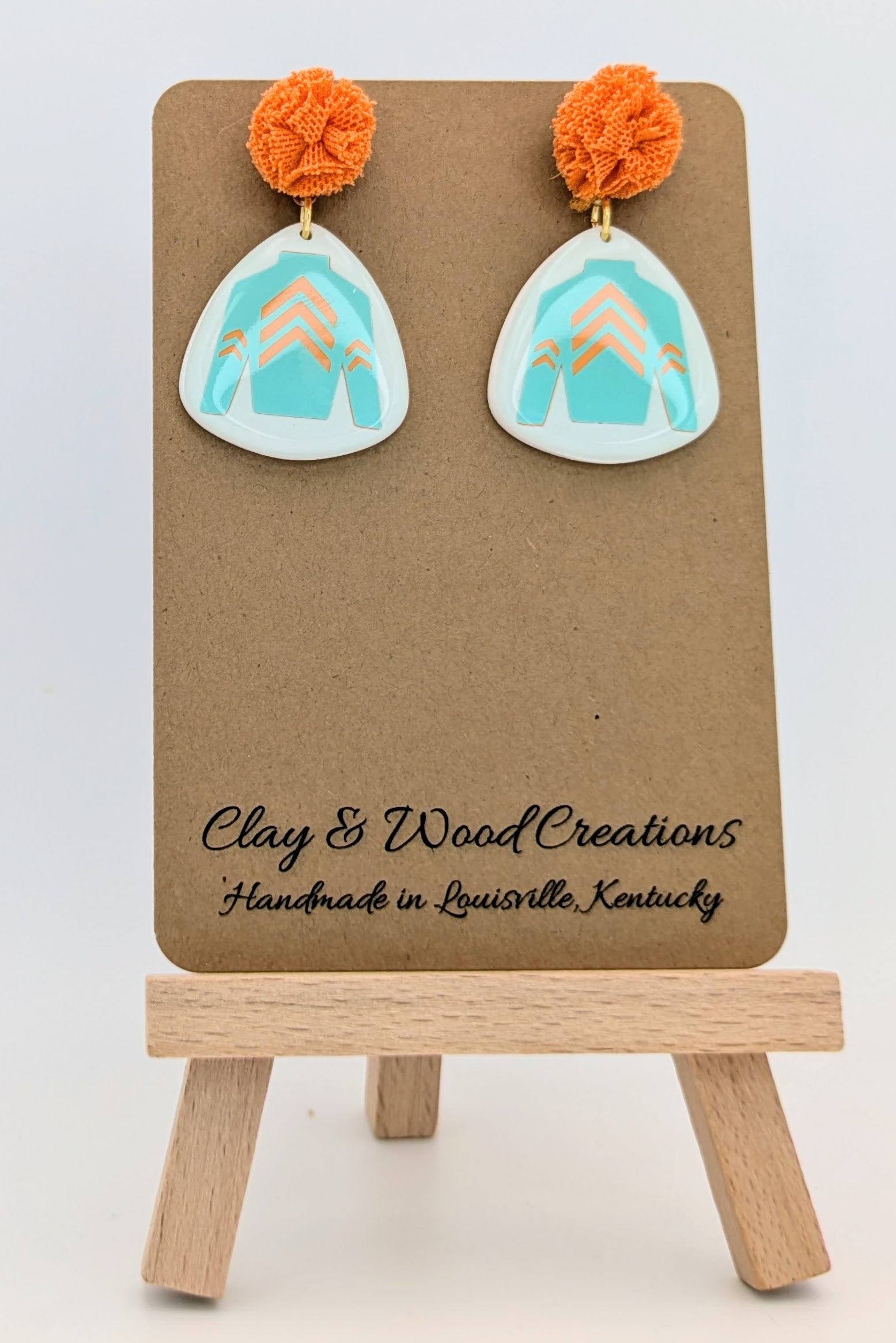 Kentucky Derby-Inspired Silks Dangle Earrings – Handmade with Pom Top 🎠🌸