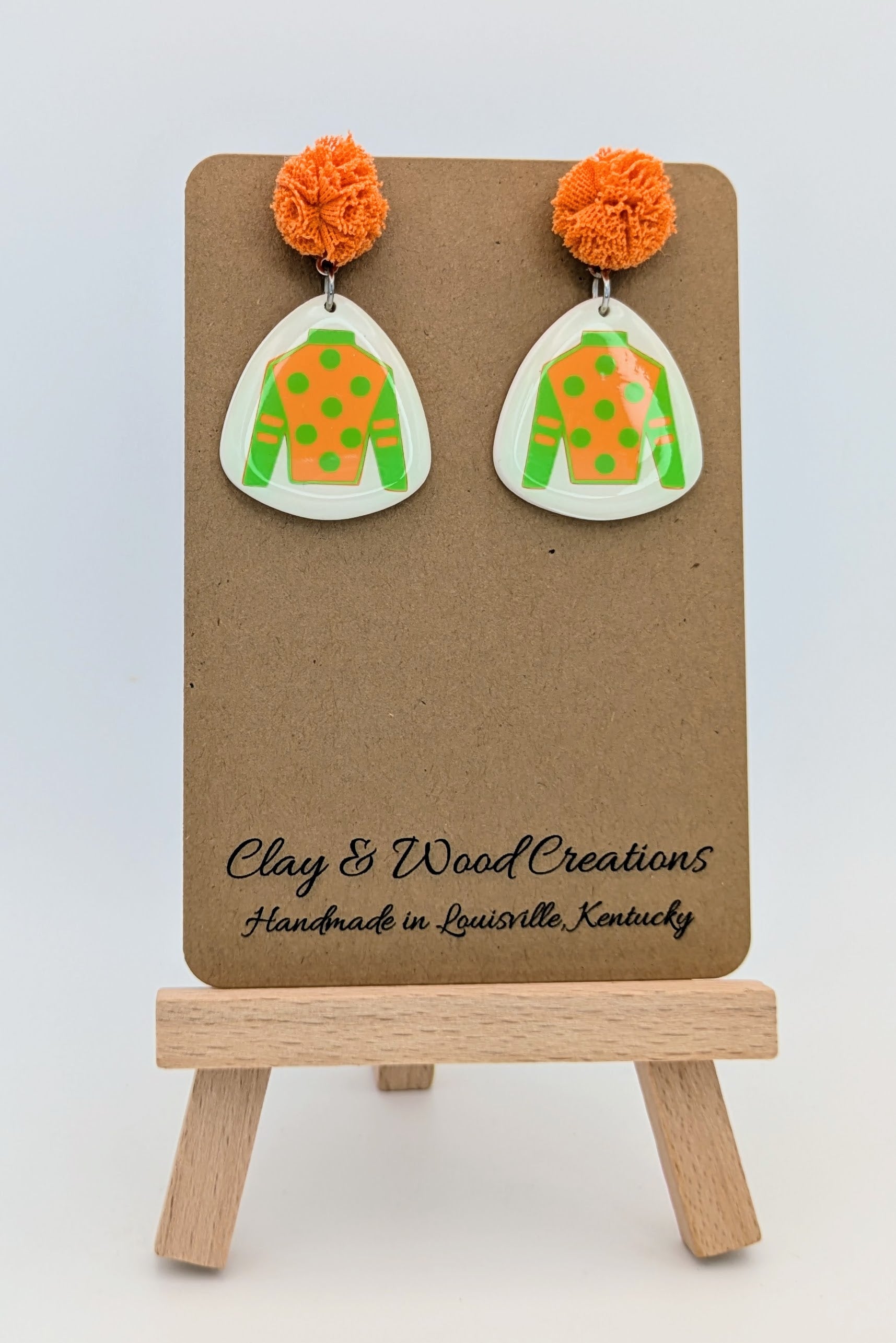 Kentucky Derby-Inspired Silks Dangle Earrings – Handmade with Pom Top 🎠🌸