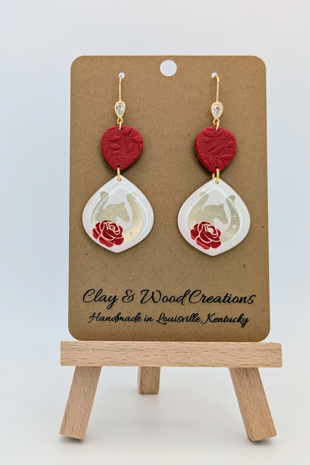 Derby Rose & Horseshoe Earrings – Handmade Kentucky Derby Dangles | Multiple Styles