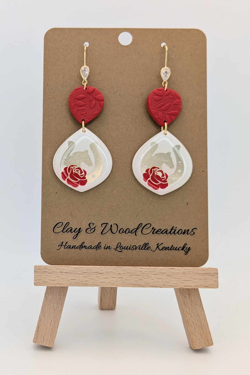 Derby Rose & Horseshoe Earrings – Handmade Kentucky Derby Dangles | Multiple Styles