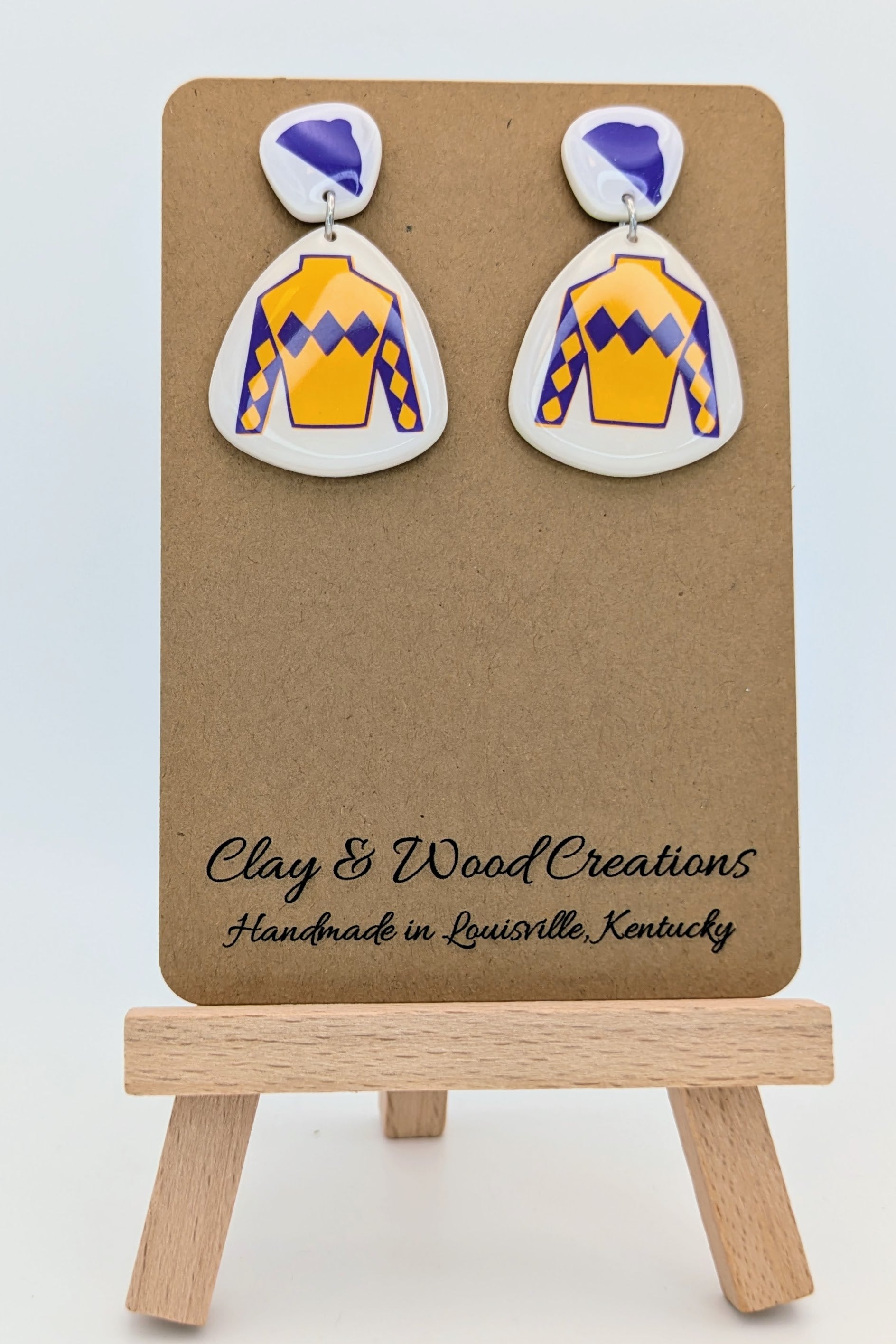 Kentucky Derby-Inspired Silks Dangle Earrings – Handmade with Jockey Hat Top 🎠🌸