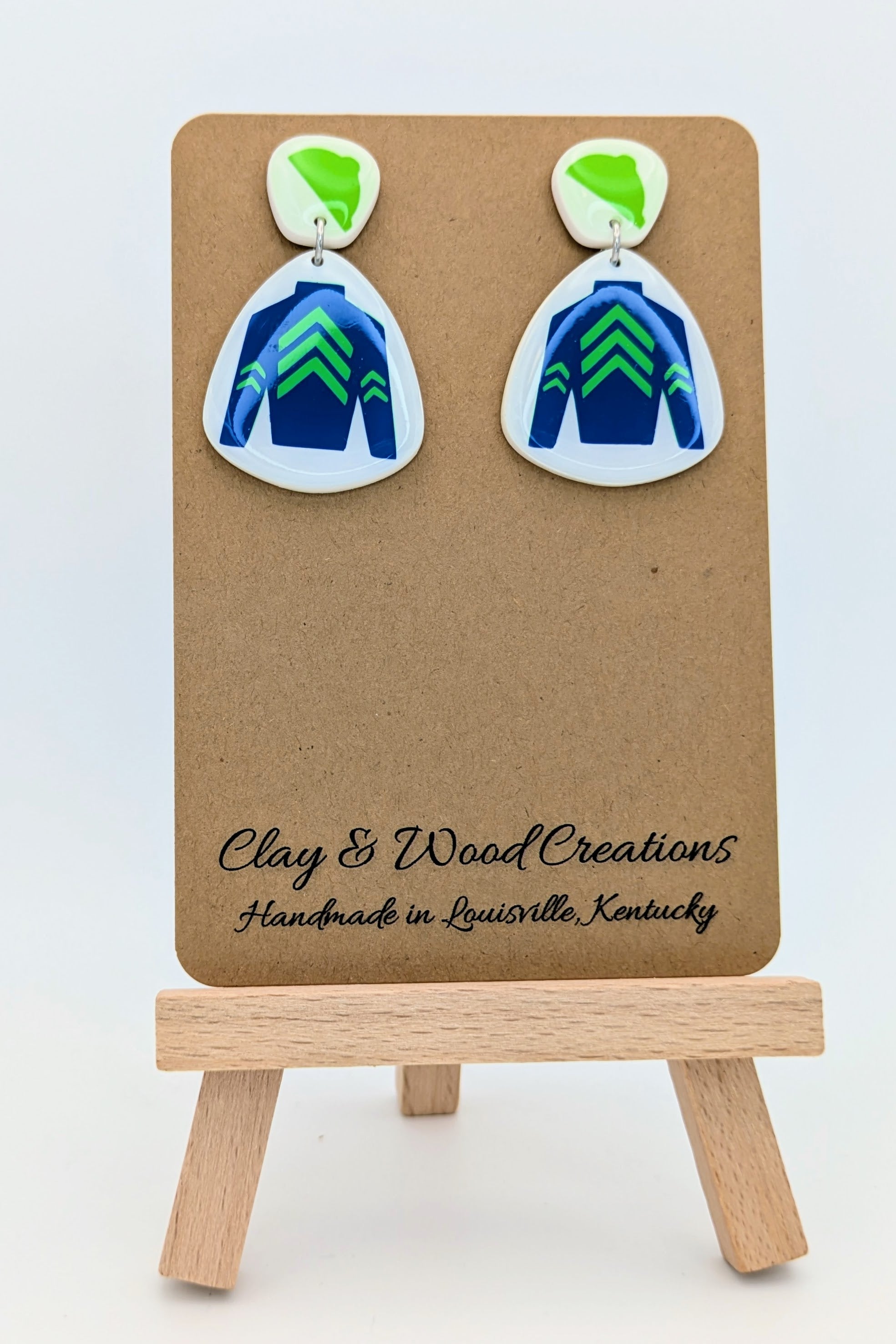 Kentucky Derby-Inspired Silks Dangle Earrings – Handmade with Jockey Hat Top 🎠🌸