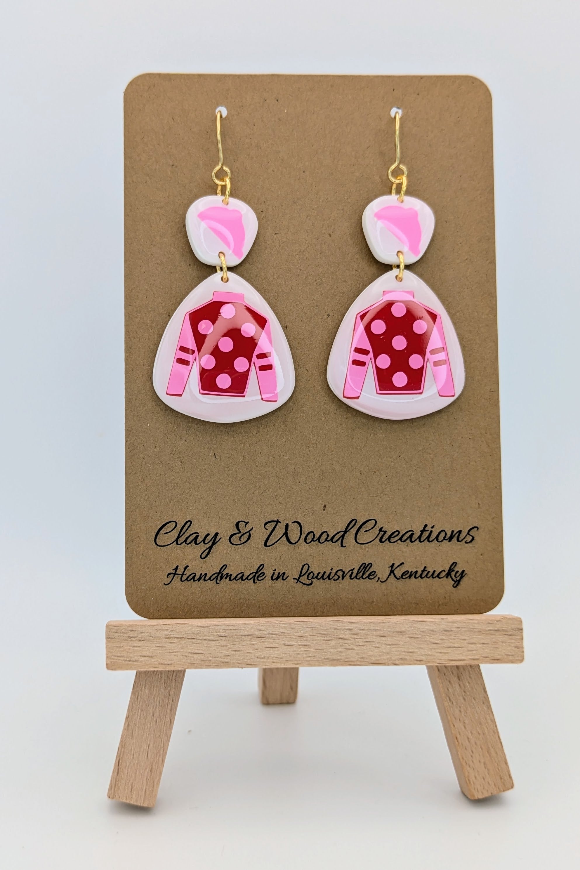 Kentucky Derby-Inspired Silks Dangle Earrings – Handmade with Jockey Hat Top 🎠🌸