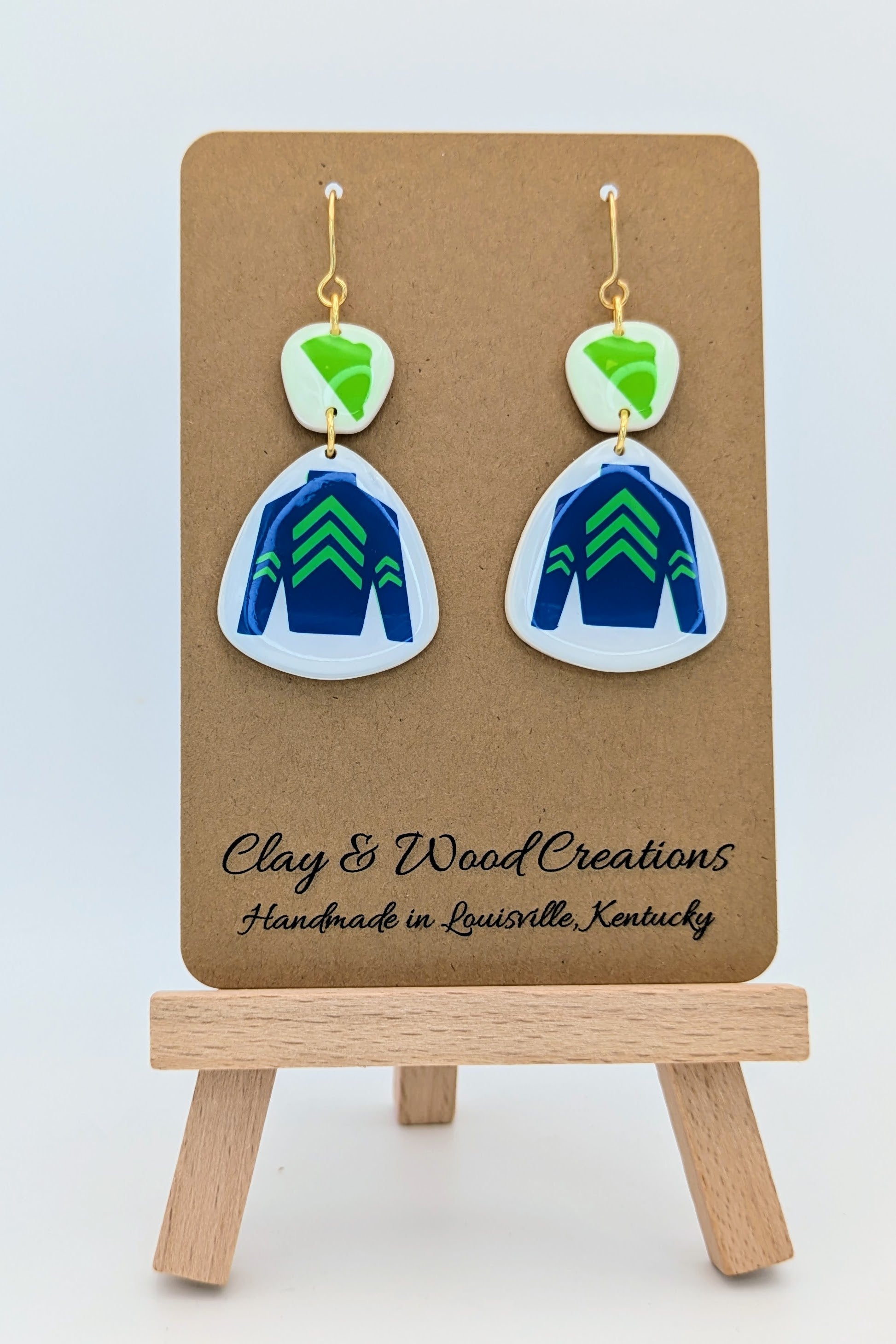 Kentucky Derby-Inspired Silks Dangle Earrings – Handmade with Jockey Hat Top 🎠🌸