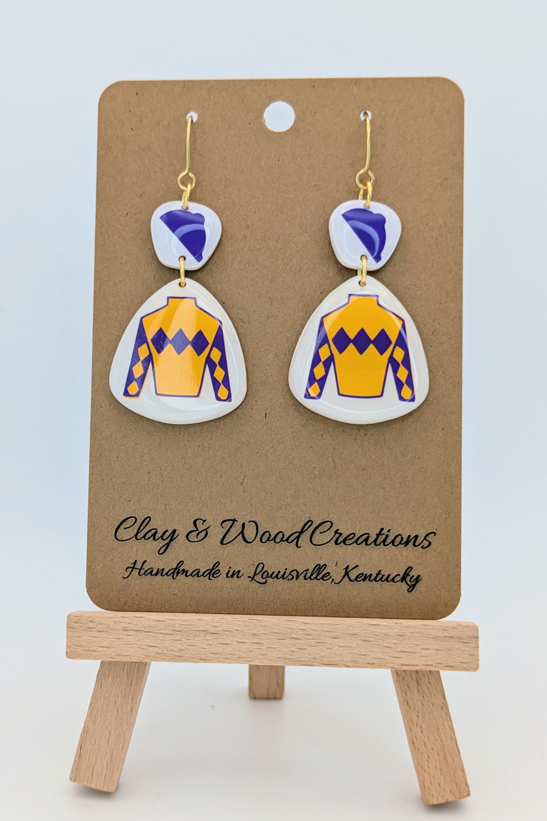 Kentucky Derby-Inspired Silks Dangle Earrings – Handmade with Jockey Hat Top 🎠🌸