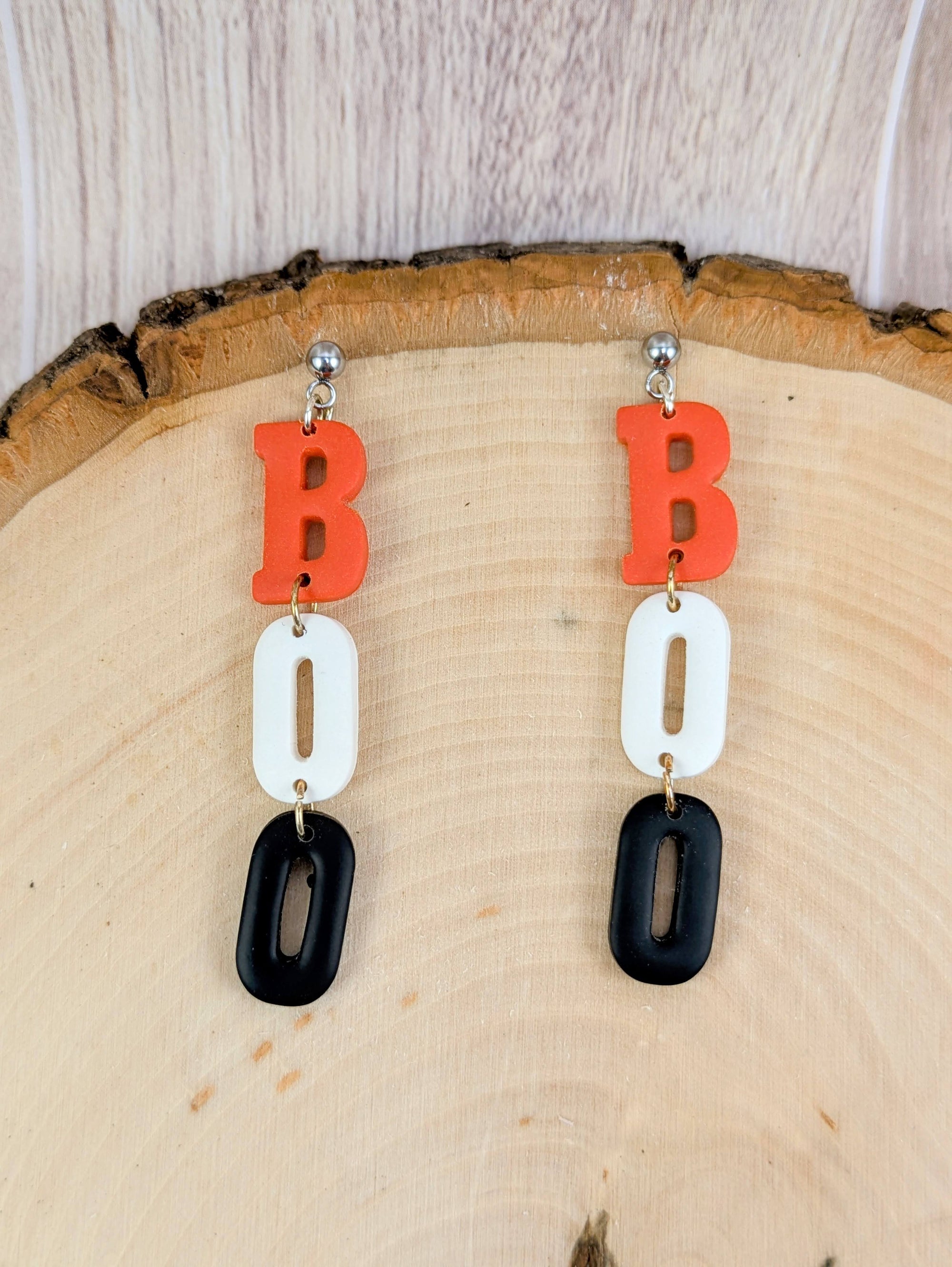 BOO Halloween Earrings fun spooky statement for women and teens perfect costume party looks teacher treat fall festival October accessory gift