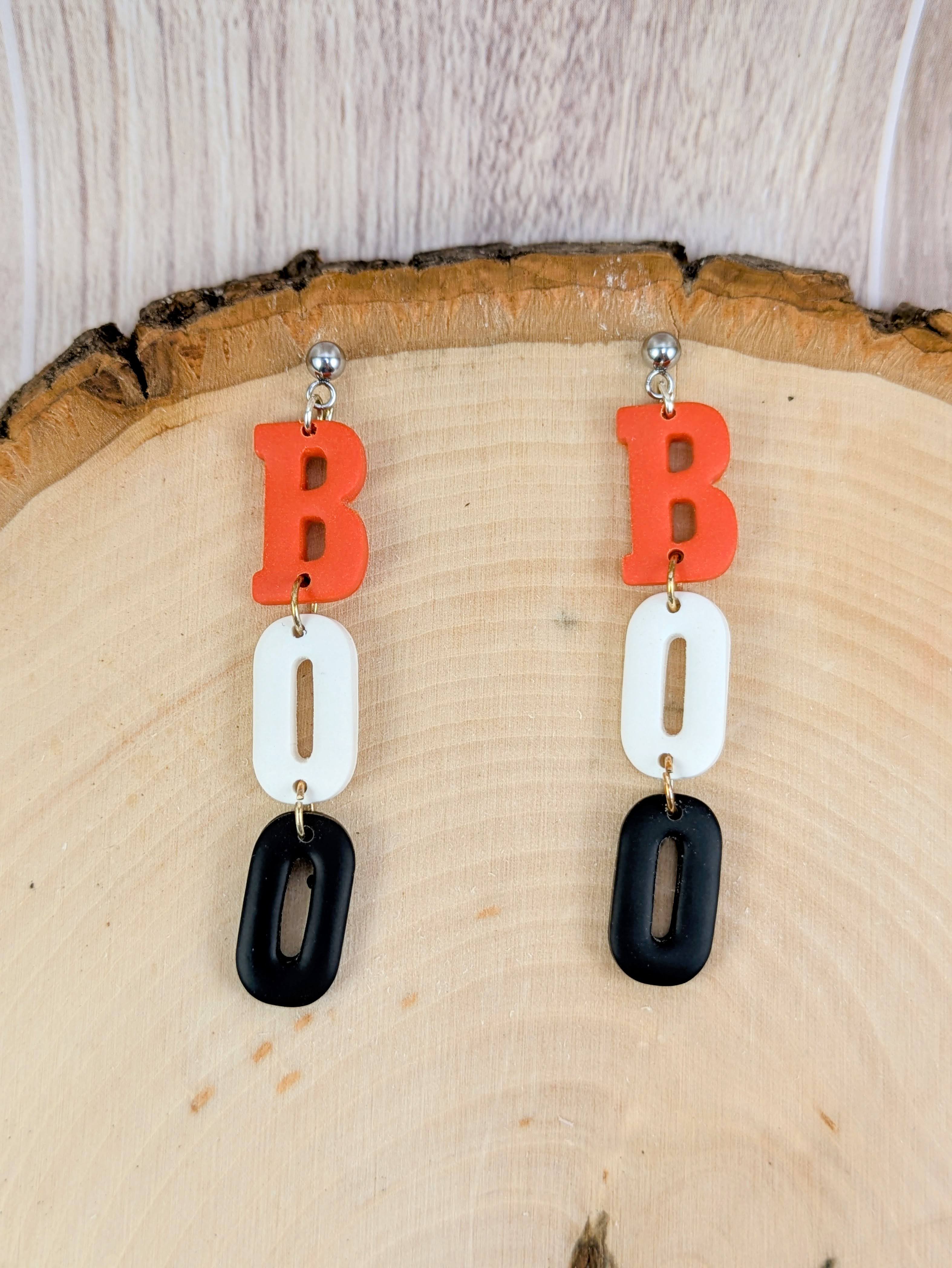BOO Halloween Earrings fun spooky statement for women and teens perfect costume party looks teacher treat fall festival October accessory gift