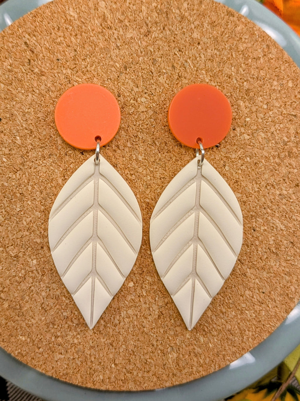 Fall Leaf Dangle Earrings: Lightweight Polymer Clay, Minimalist Style