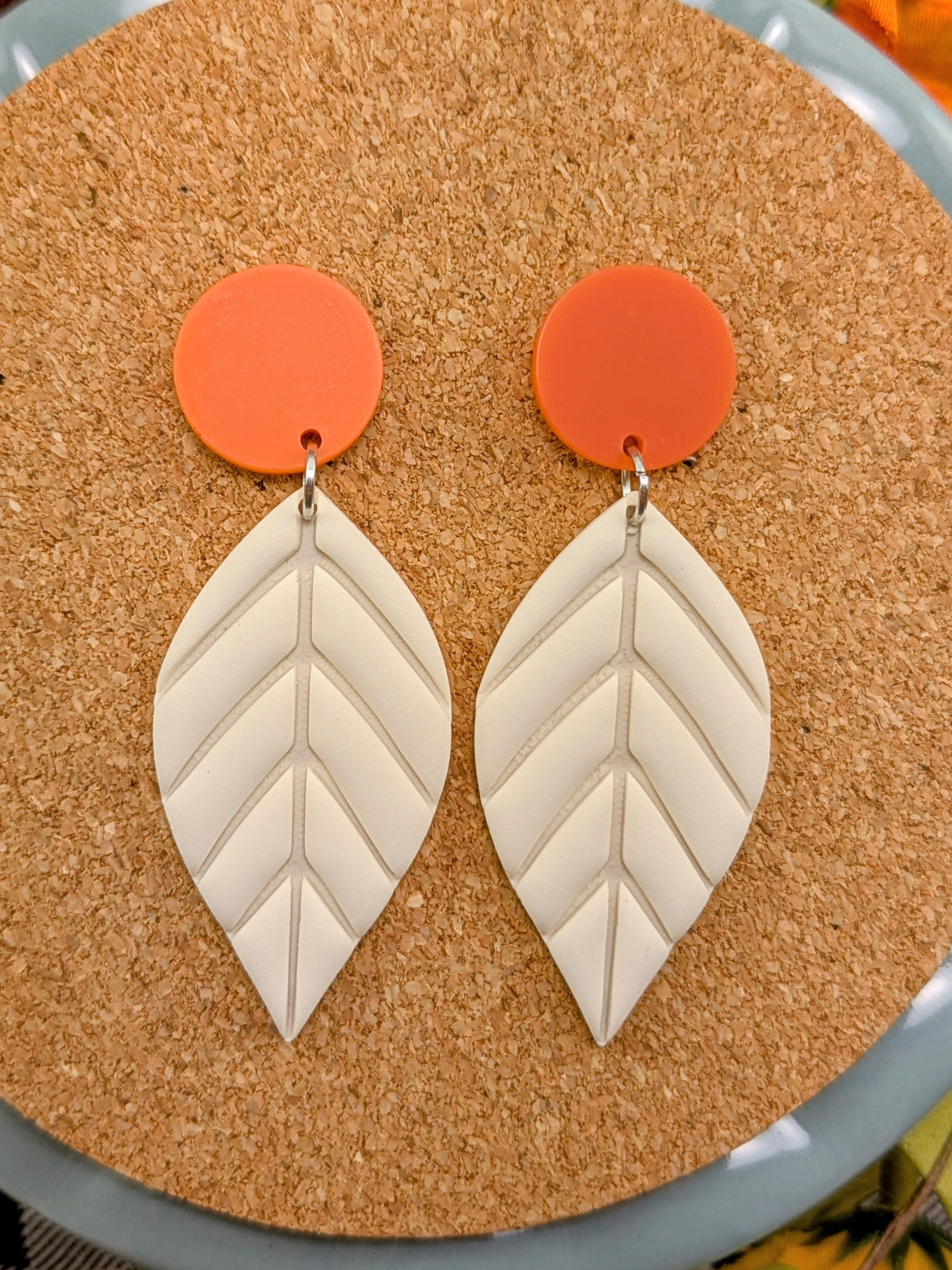Fall Leaf Dangle Earrings: Lightweight Polymer Clay, Minimalist Style