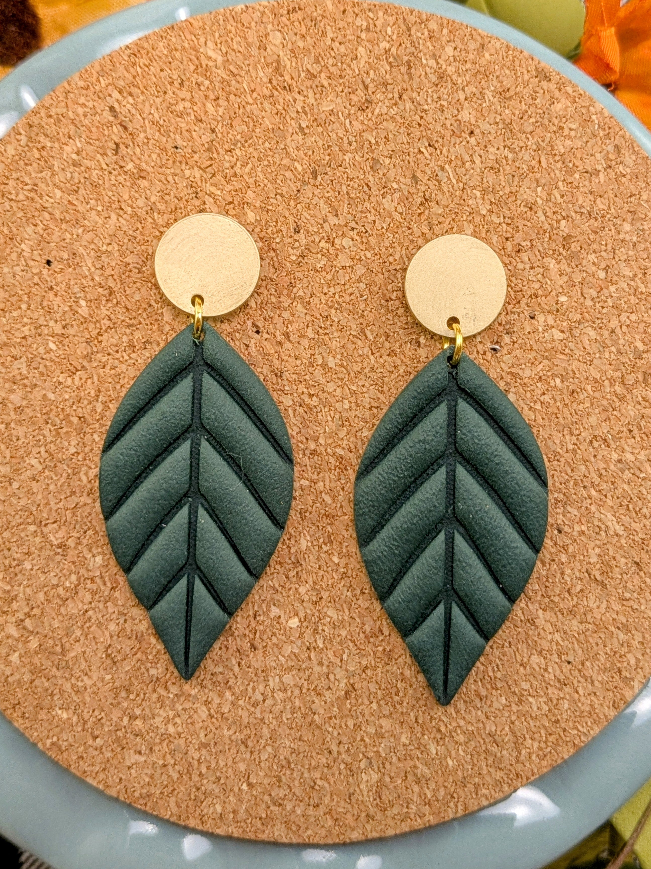 Fall Leaf Dangle Earrings: Lightweight Polymer Clay, Minimalist Style