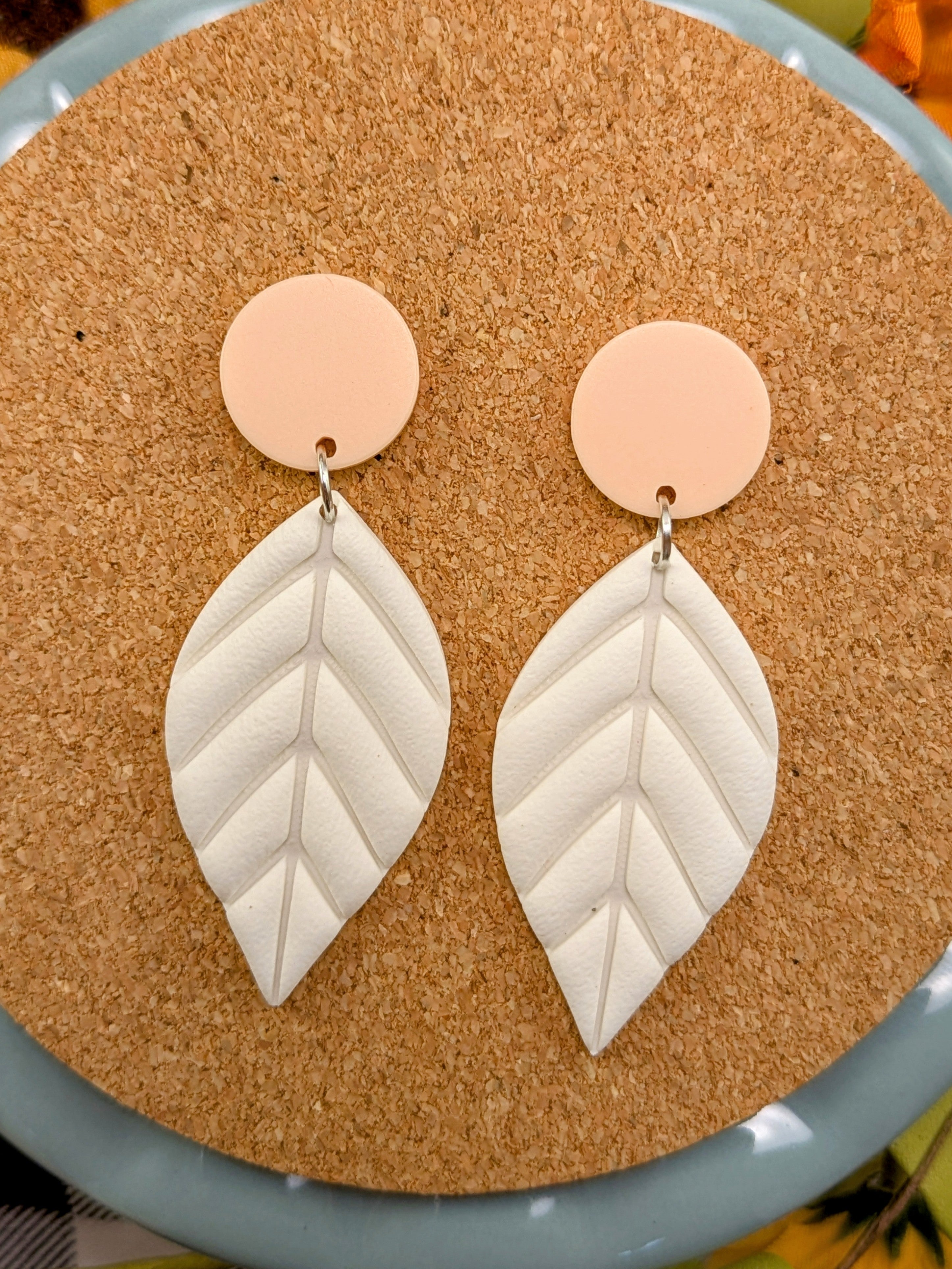 Fall Leaf Dangle Earrings: Lightweight Polymer Clay, Minimalist Style
