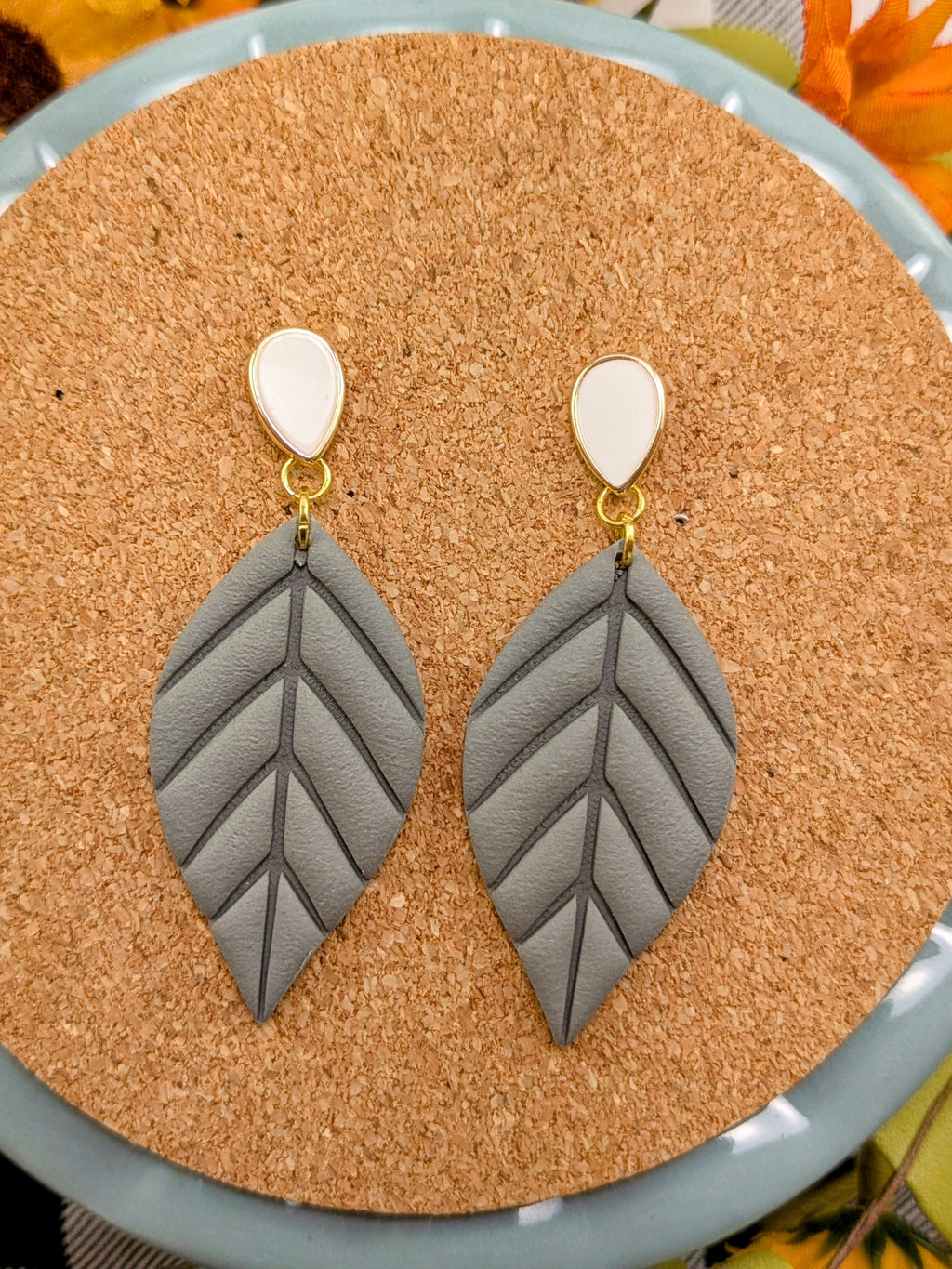 Fall Leaf Dangle Earrings: Lightweight Polymer Clay, Minimalist Style