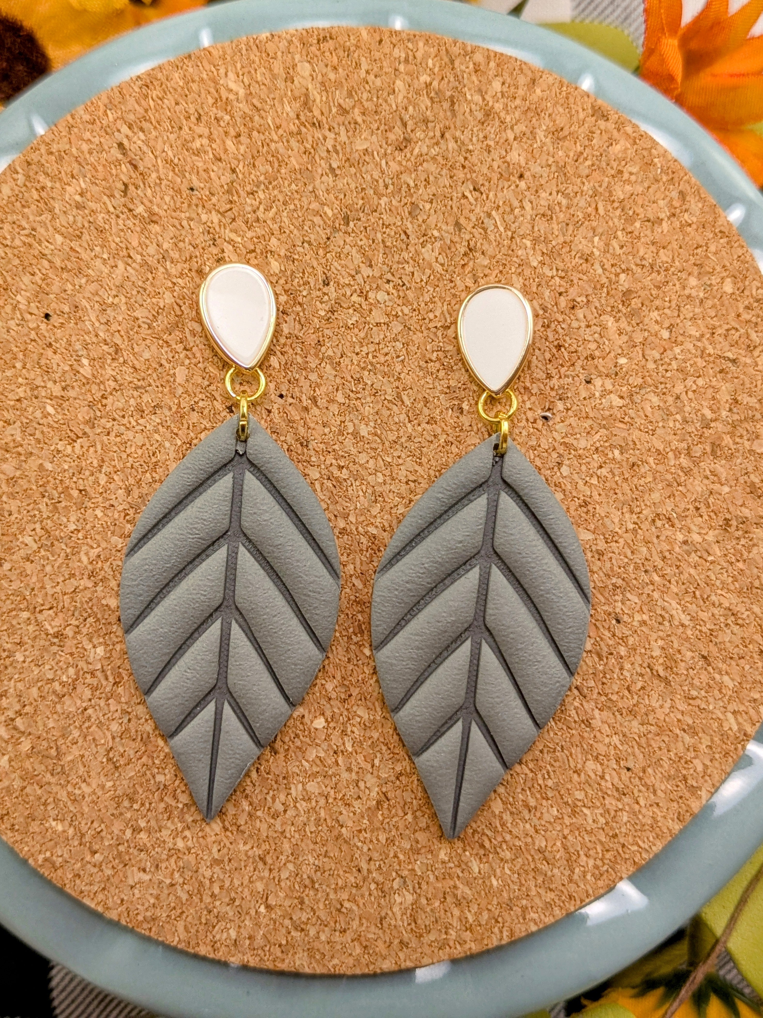 Fall Leaf Dangle Earrings: Lightweight Polymer Clay, Minimalist Style