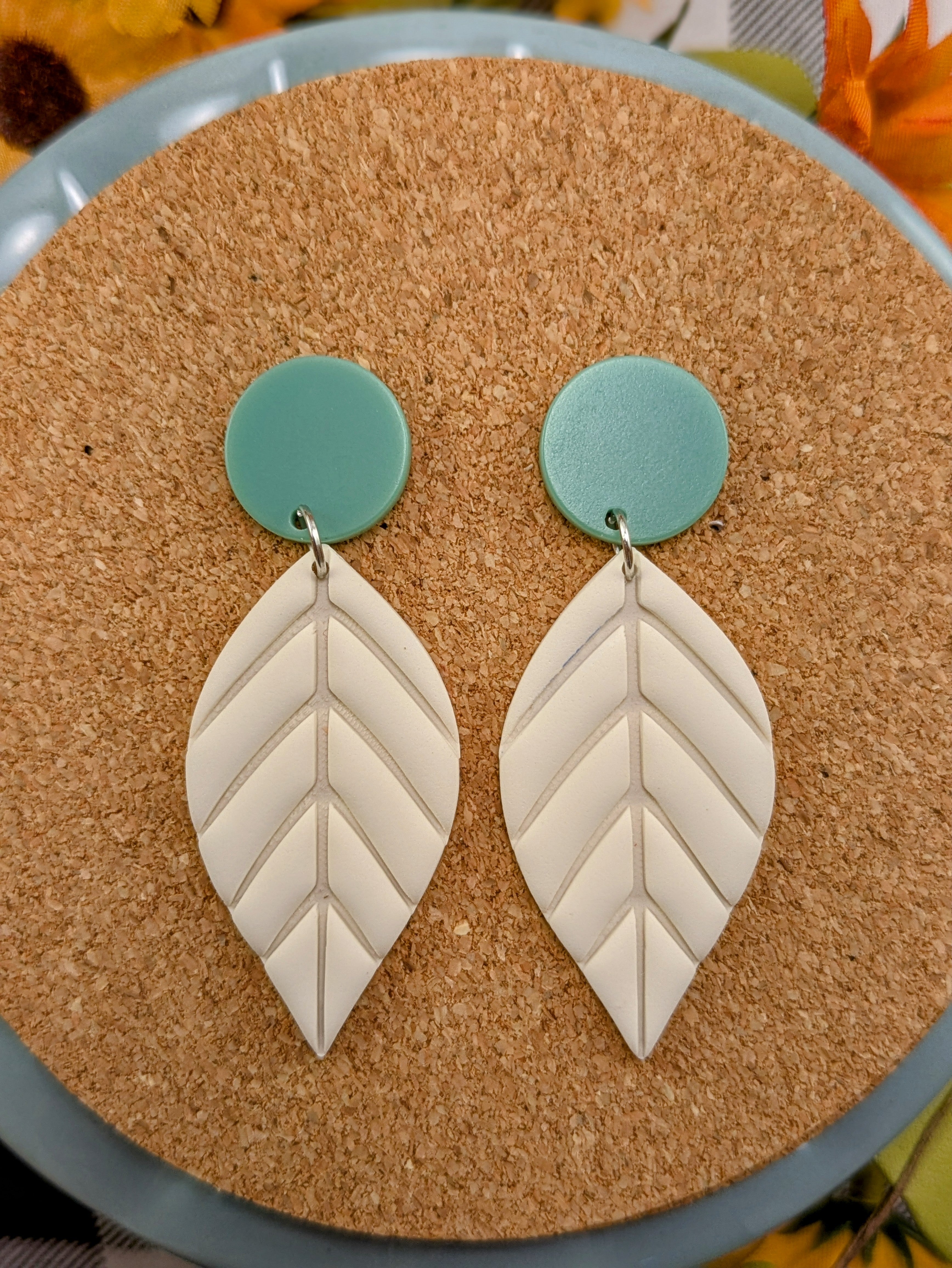 Fall Leaf Dangle Earrings: Lightweight Polymer Clay, Minimalist Style