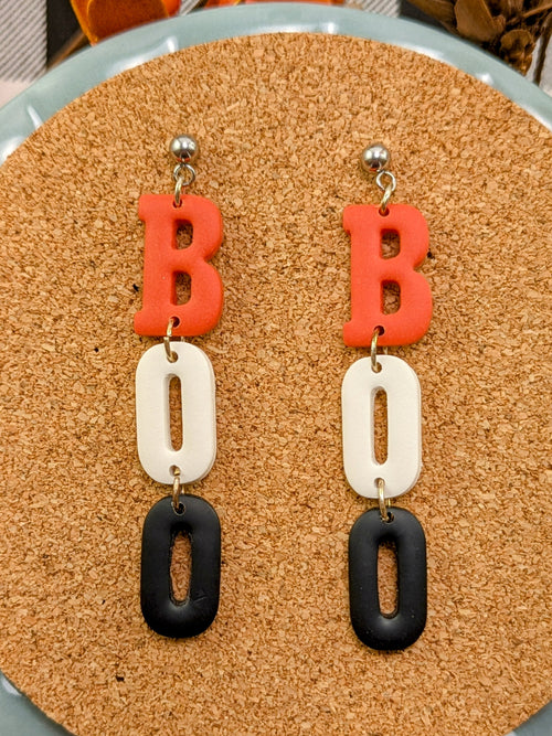 BOO Halloween Earrings fun spooky statement for women and teens perfect costume party looks teacher treat fall festival October accessory gift