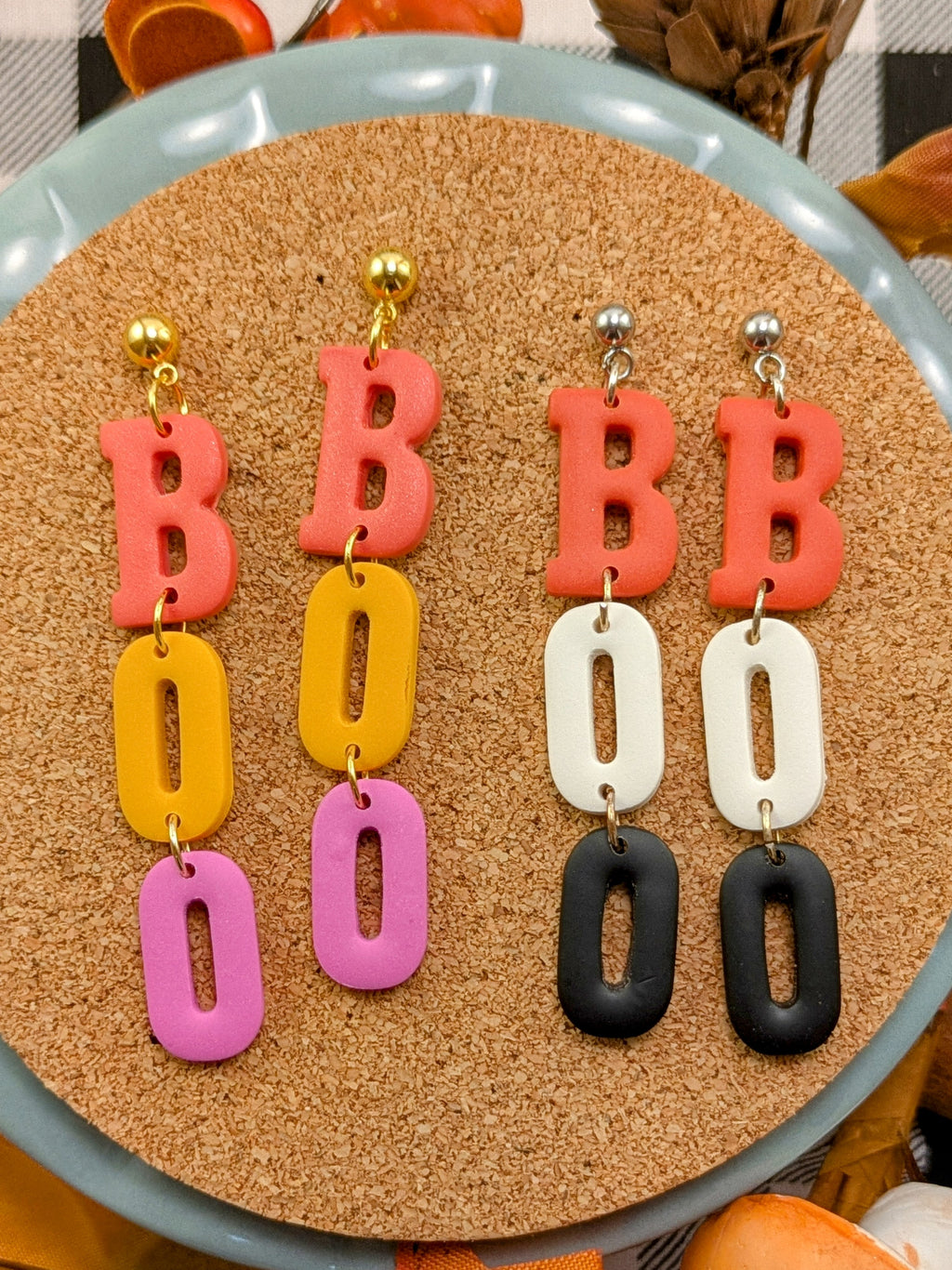 BOO Halloween Earrings fun spooky statement for women and teens perfect costume party looks teacher treat fall festival October accessory gift