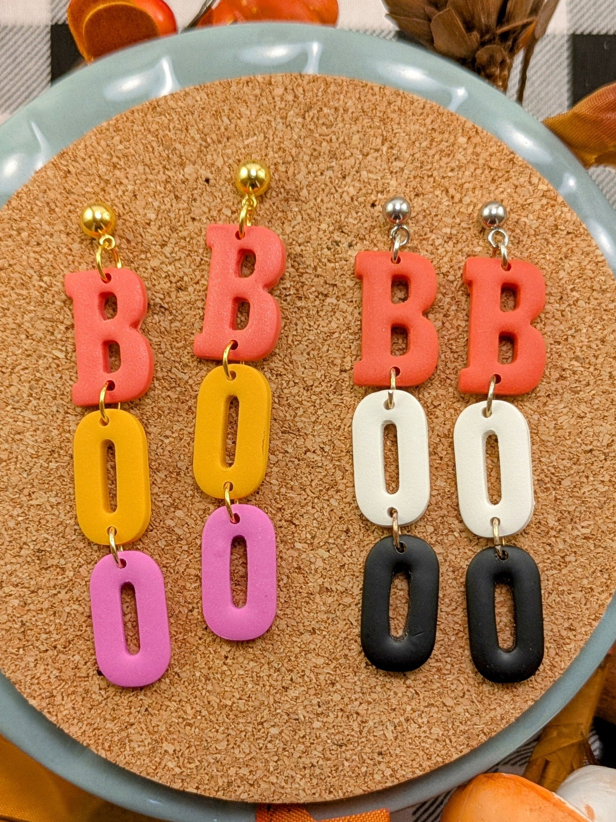 BOO Halloween Earrings fun spooky statement for women and teens perfect costume party looks teacher treat fall festival October accessory gift