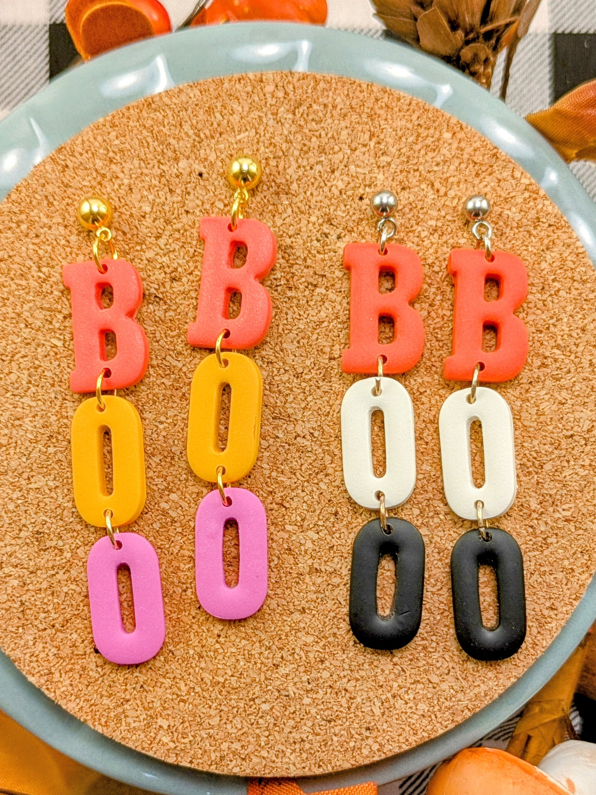 BOO Halloween Earrings fun spooky statement for women and teens perfect costume party looks teacher treat fall festival October accessory gift