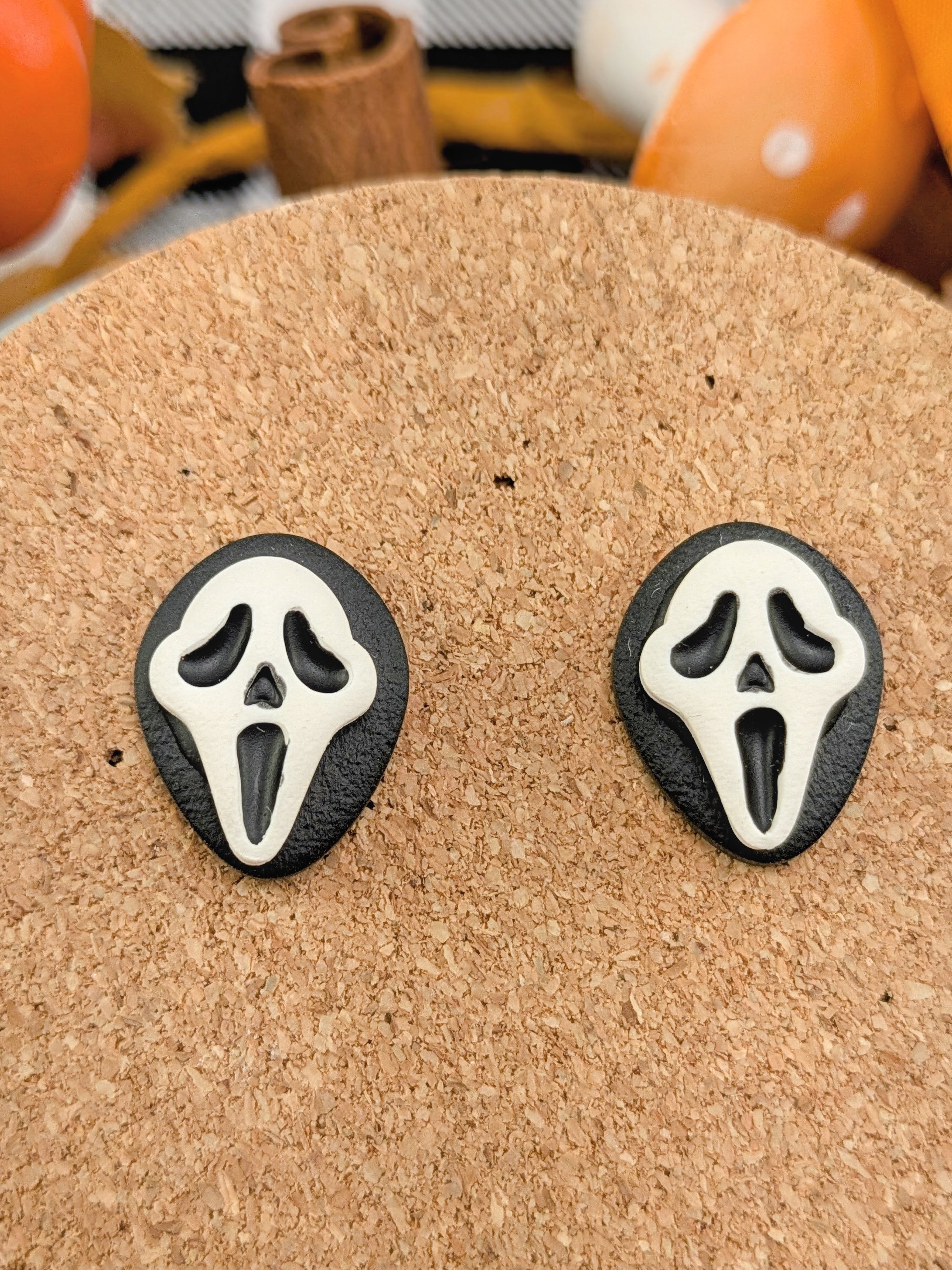 Scream Ghost Face Earrings Spooky Handmade Halloween Jewelry Horror Movie Fan Costume Party Unique Scary Gift Fall Earring Gift for her