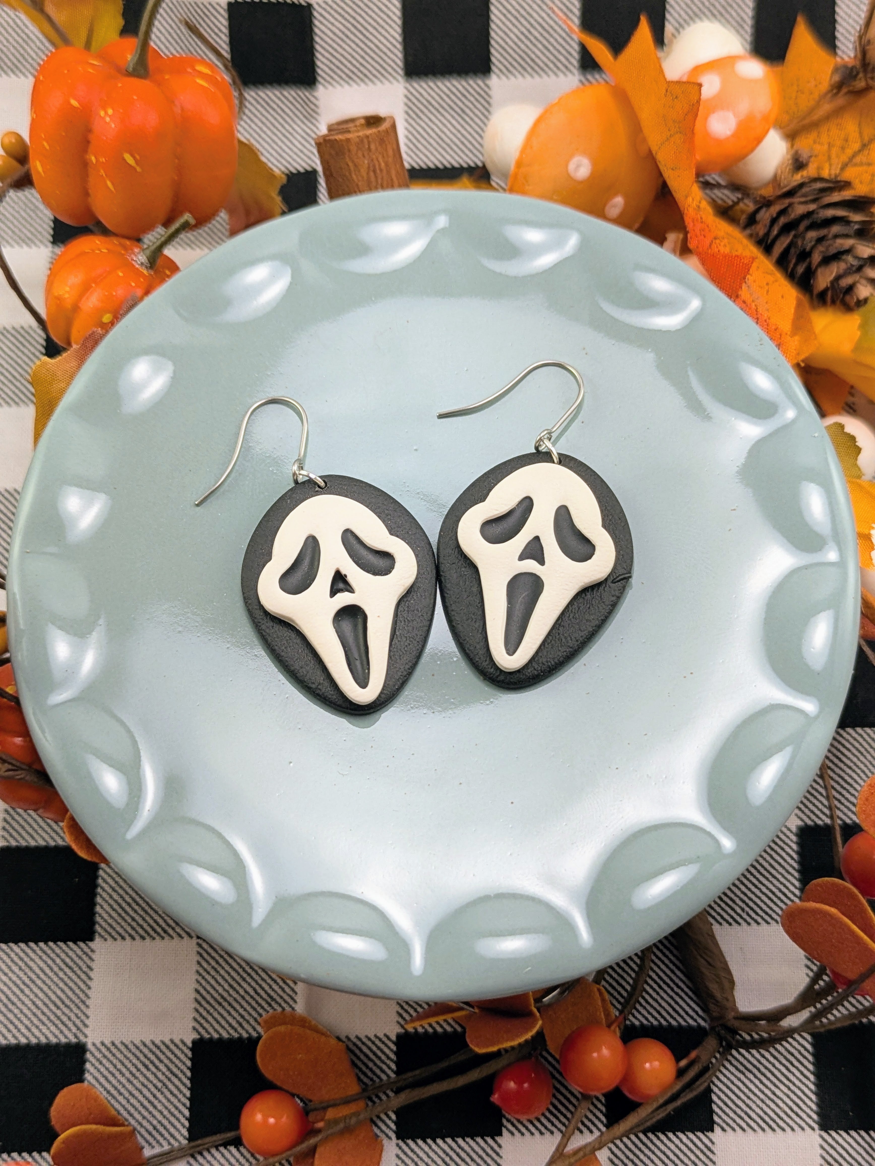 Scream Ghost Face Earrings Spooky Handmade Halloween Jewelry Horror Movie Fan Costume Party Unique Scary Gift Fall Earring Gift for her