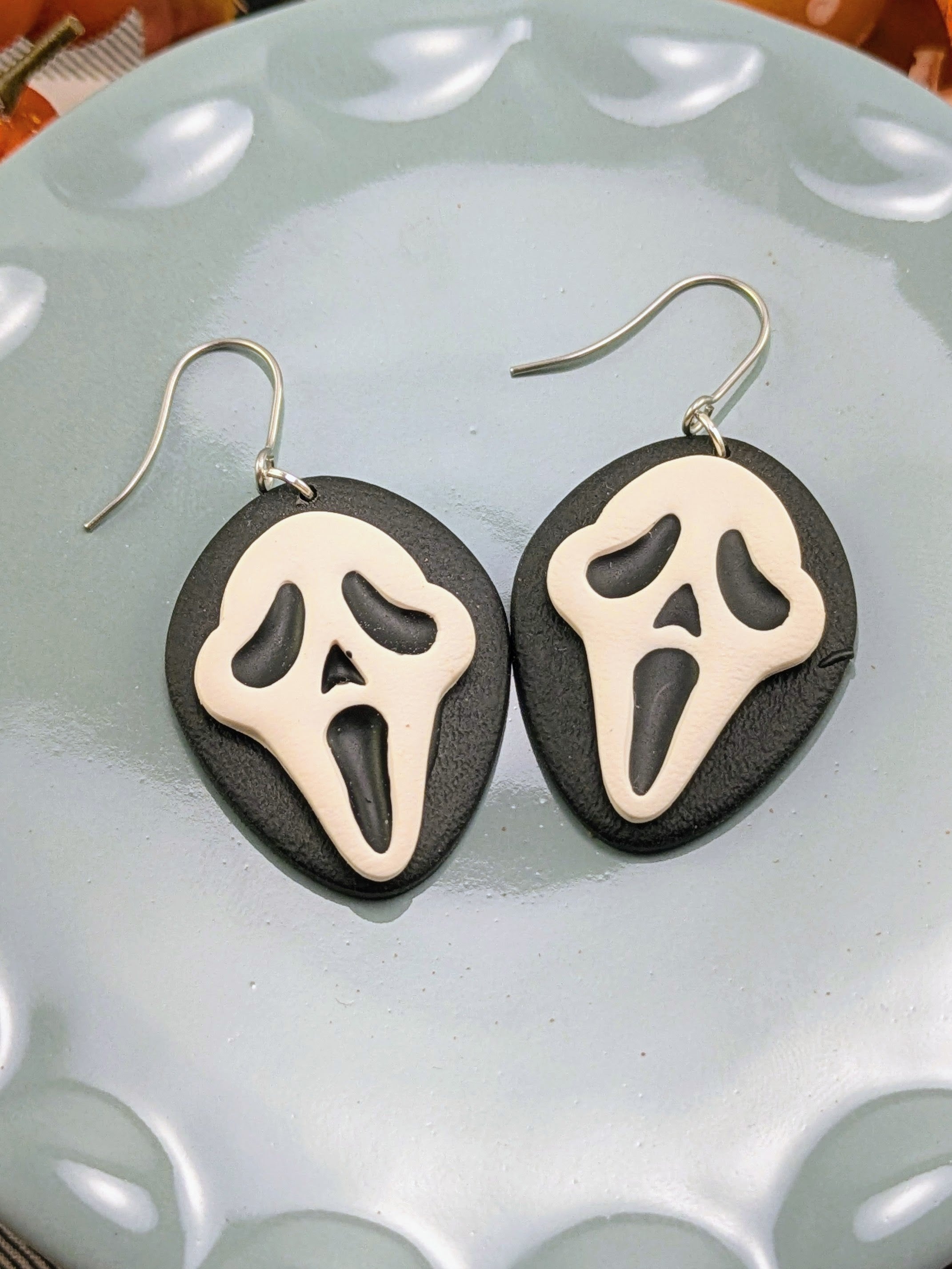 Scream Ghost Face Earrings Spooky Handmade Halloween Jewelry Horror Movie Fan Costume Party Unique Scary Gift Fall Earring Gift for her