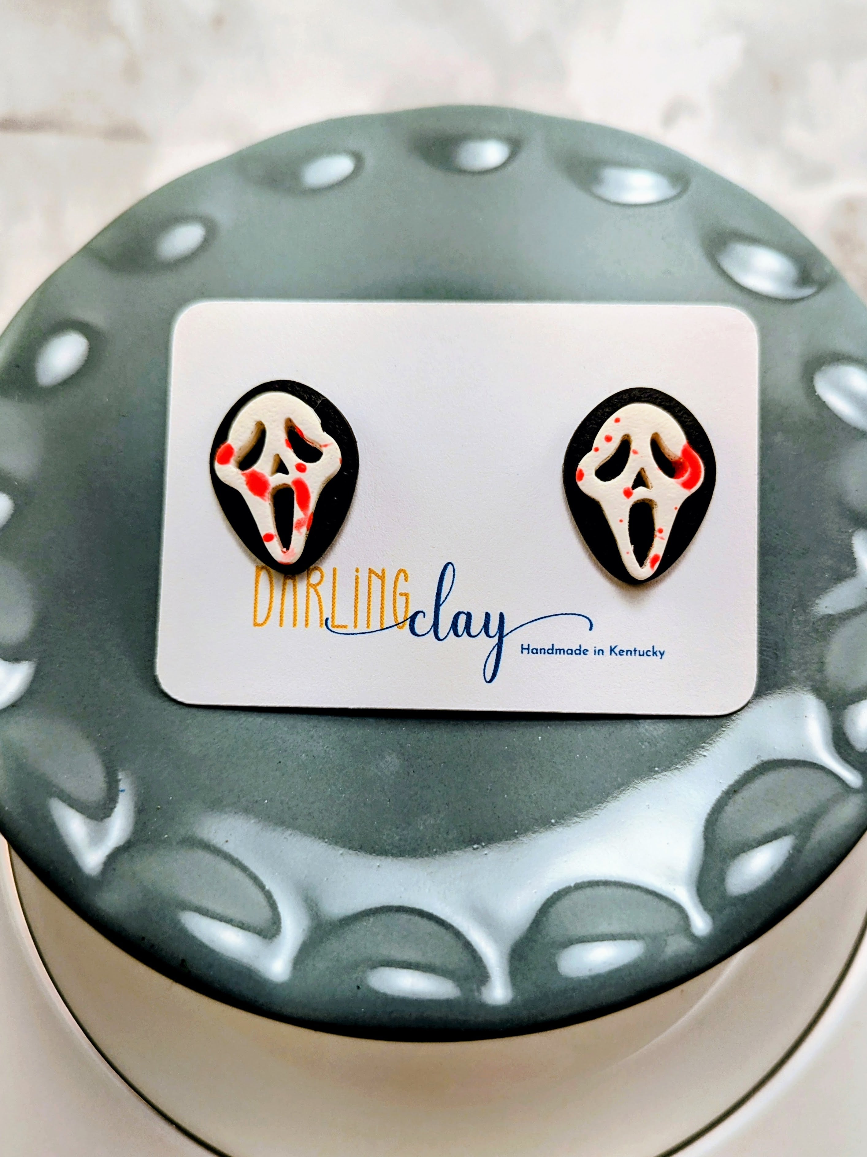 Scream Ghost Face Earrings Spooky Handmade Halloween Jewelry Horror Movie Fan Costume Party Unique Scary Gift Fall Earring Gift for her