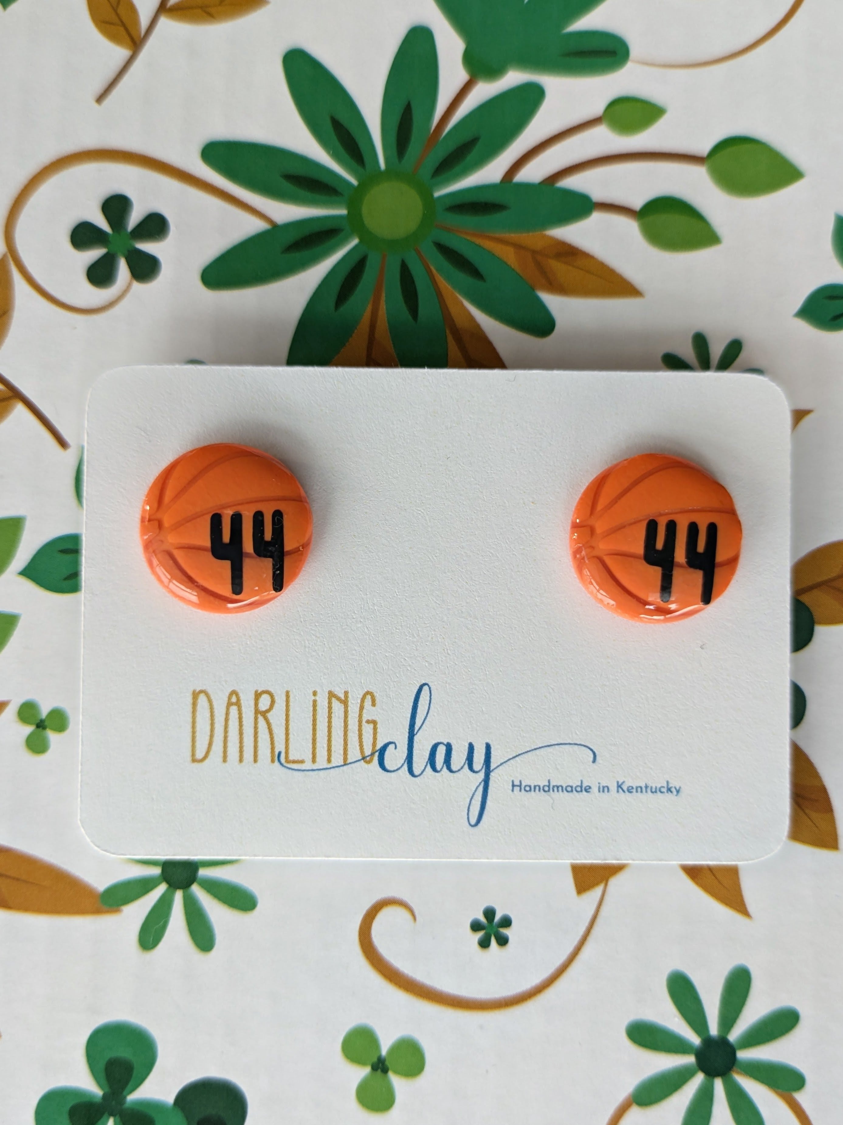 Basketball Polymer Clay Earrings | Plain or Custom Player Number | Studs or Dangles