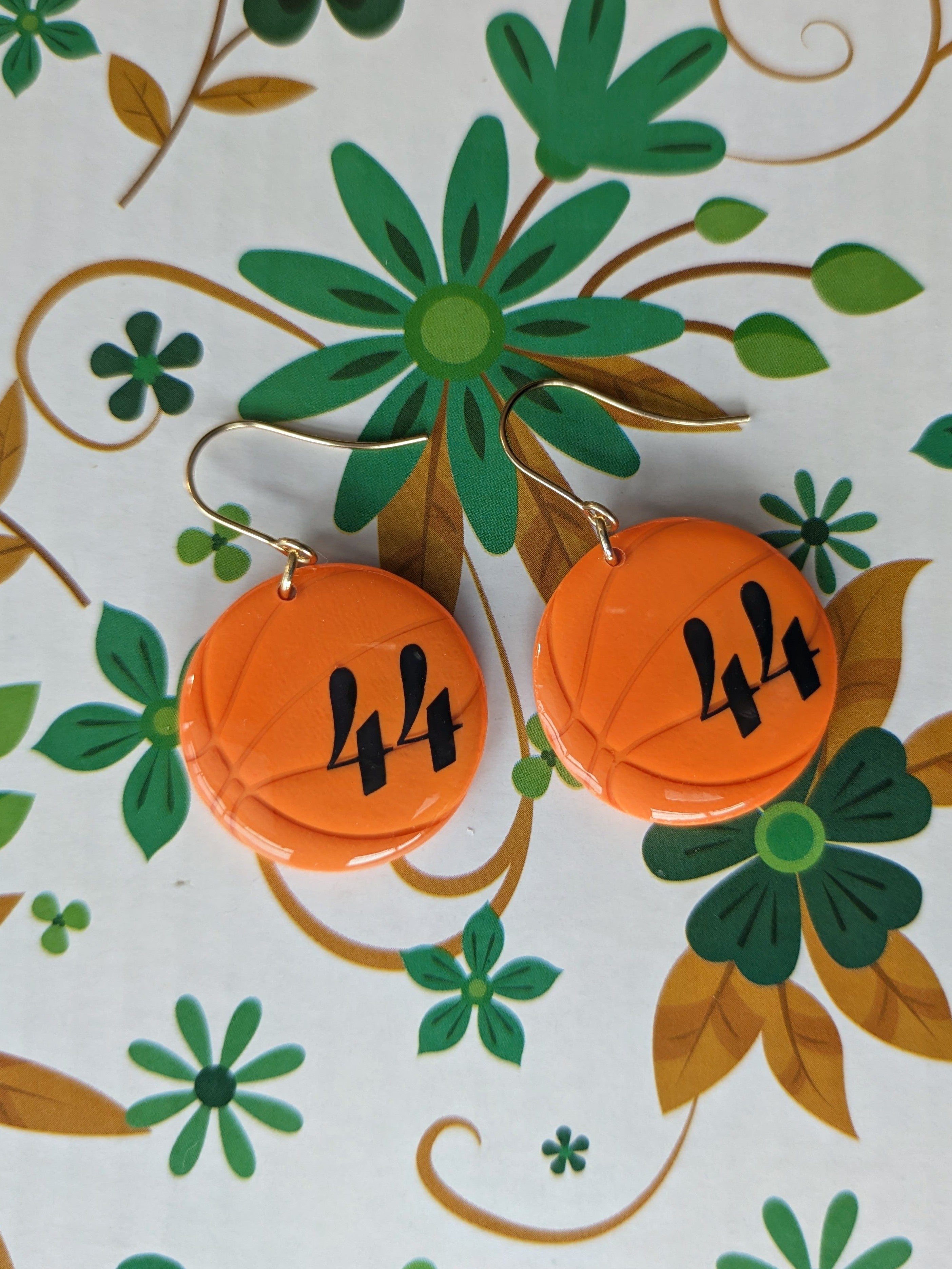 Basketball Polymer Clay Earrings | Plain or Custom Player Number | Studs or Dangles
